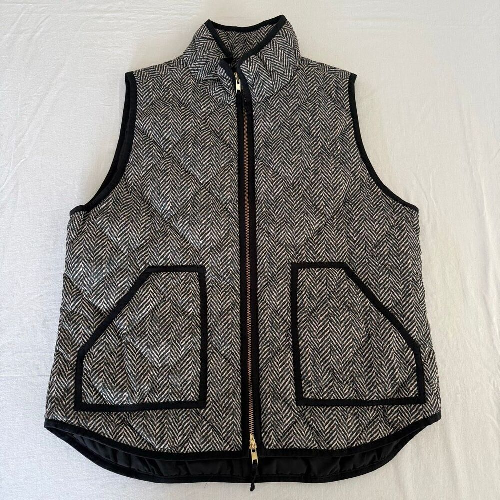 J.Crew | Herringbone Quilted Vest Zip Front Pockets Women’s Large